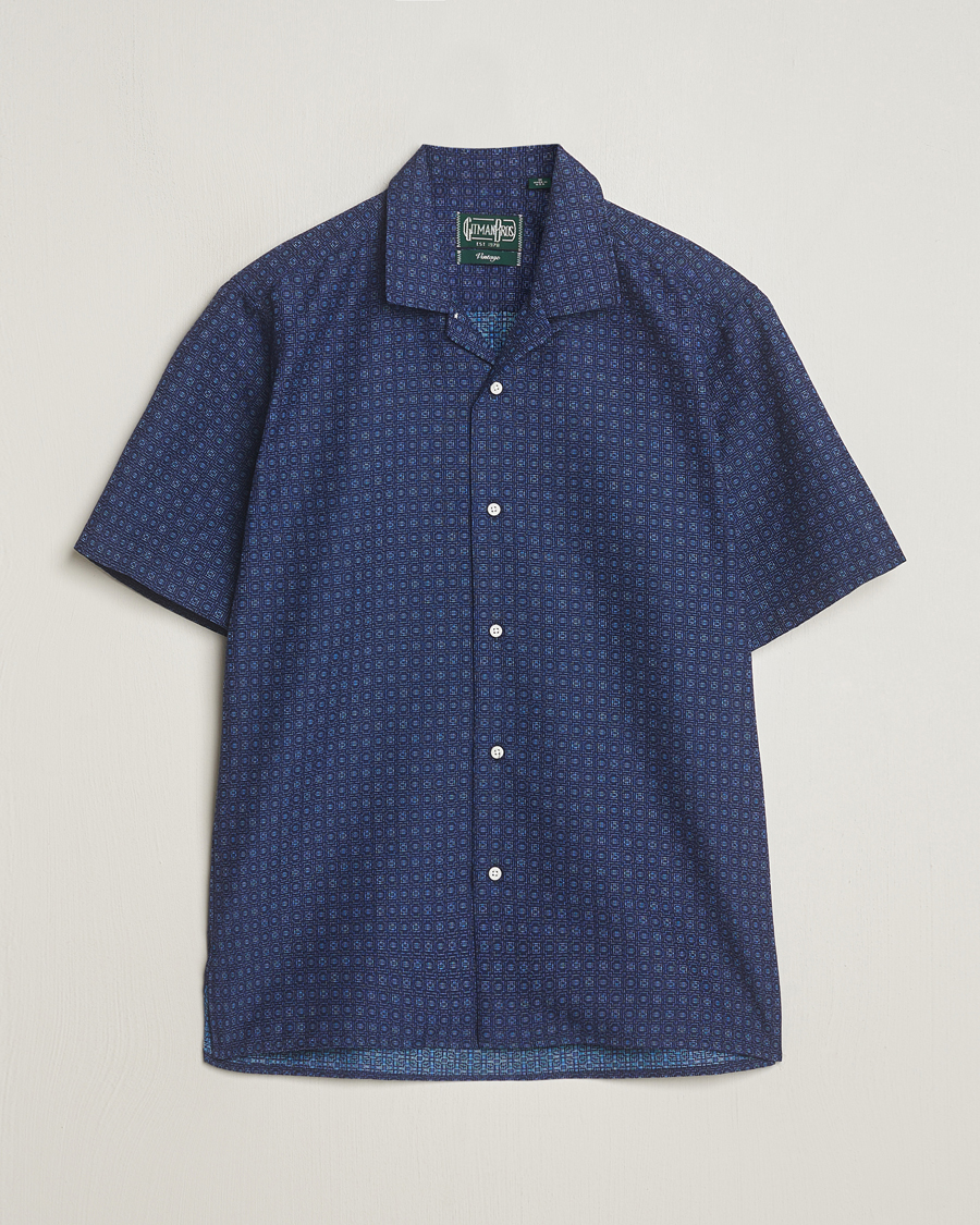 Uomini | Camicie | Gitman Vintage | Japanese Dobby Camp Shirt Navy