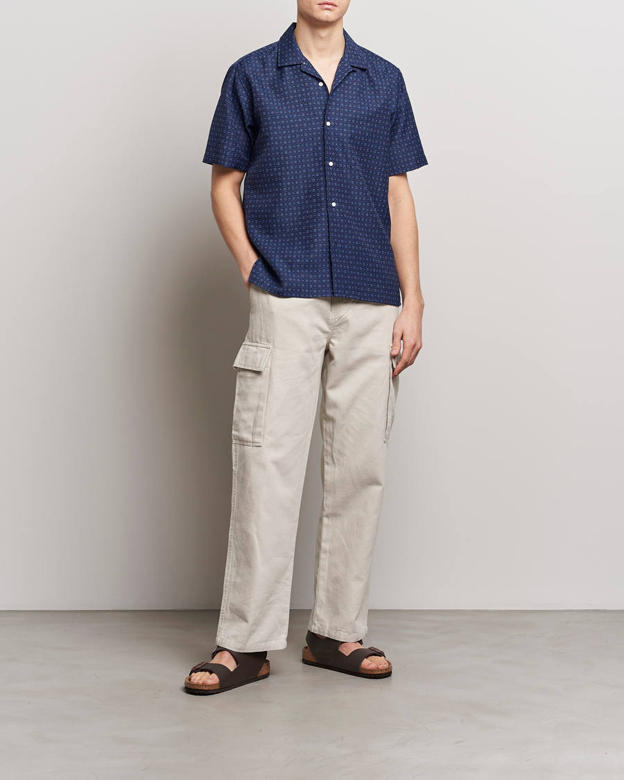 Uomini | Camicie | Gitman Vintage | Japanese Dobby Camp Shirt Navy