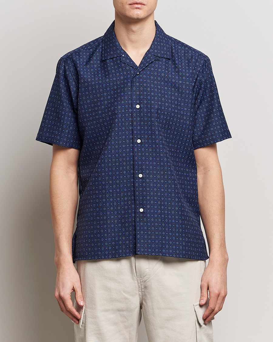 Uomini | Camicie | Gitman Vintage | Japanese Dobby Camp Shirt Navy