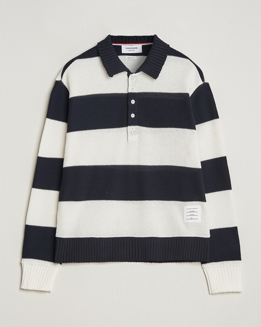 Uomini | Maglieria | Thom Browne | Long Sleeve Rugby White/Navy