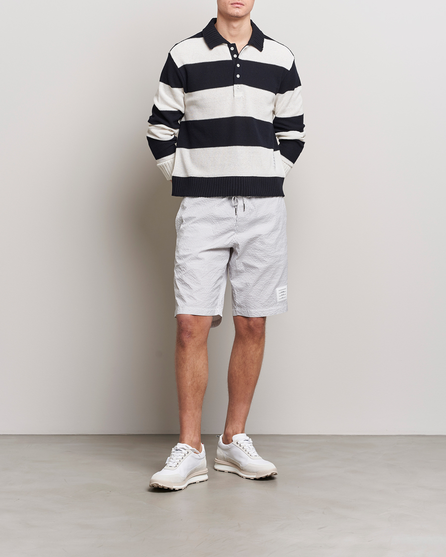 Uomini | Maglieria | Thom Browne | Long Sleeve Rugby White/Navy