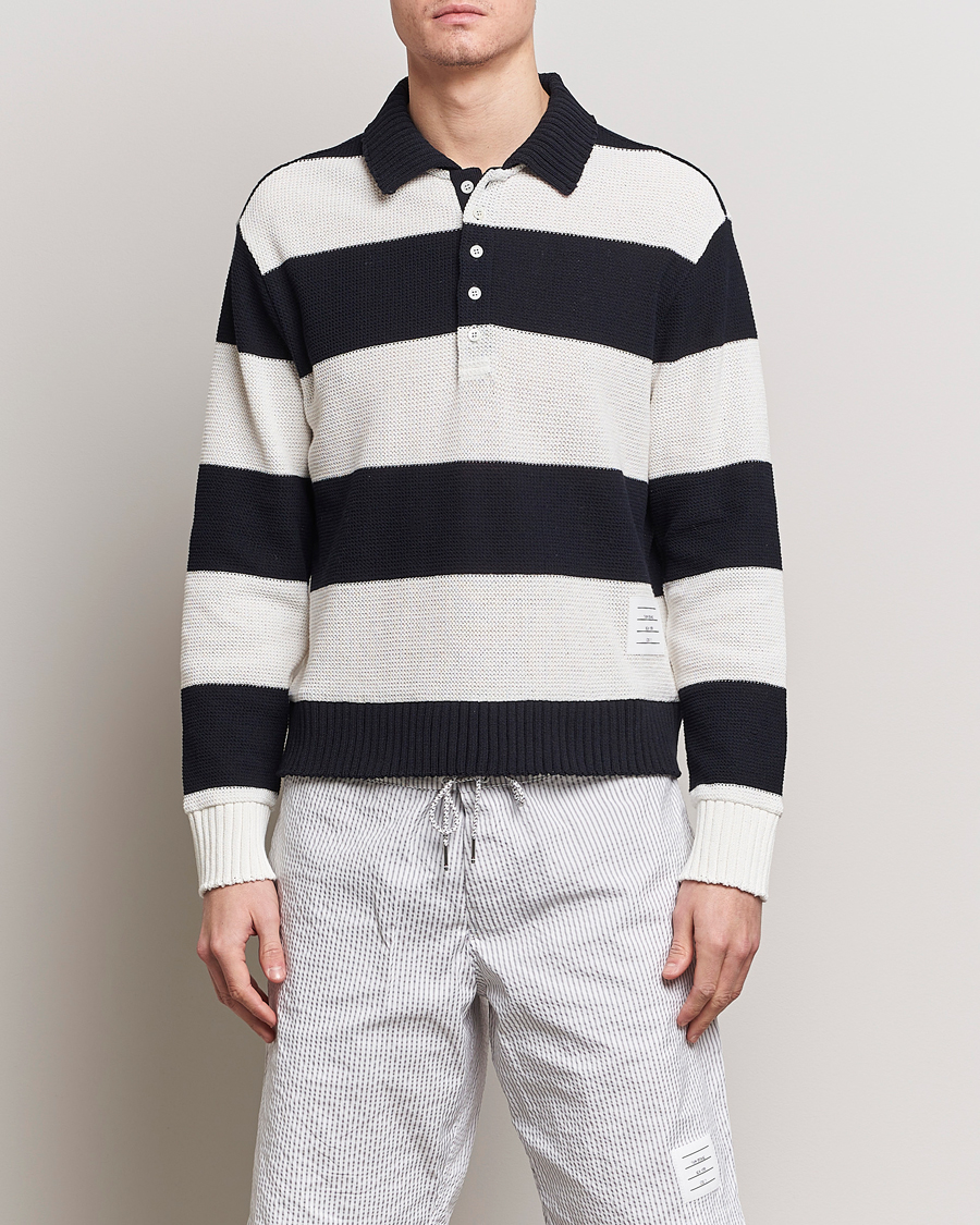 Uomini | Maglieria | Thom Browne | Long Sleeve Rugby White/Navy