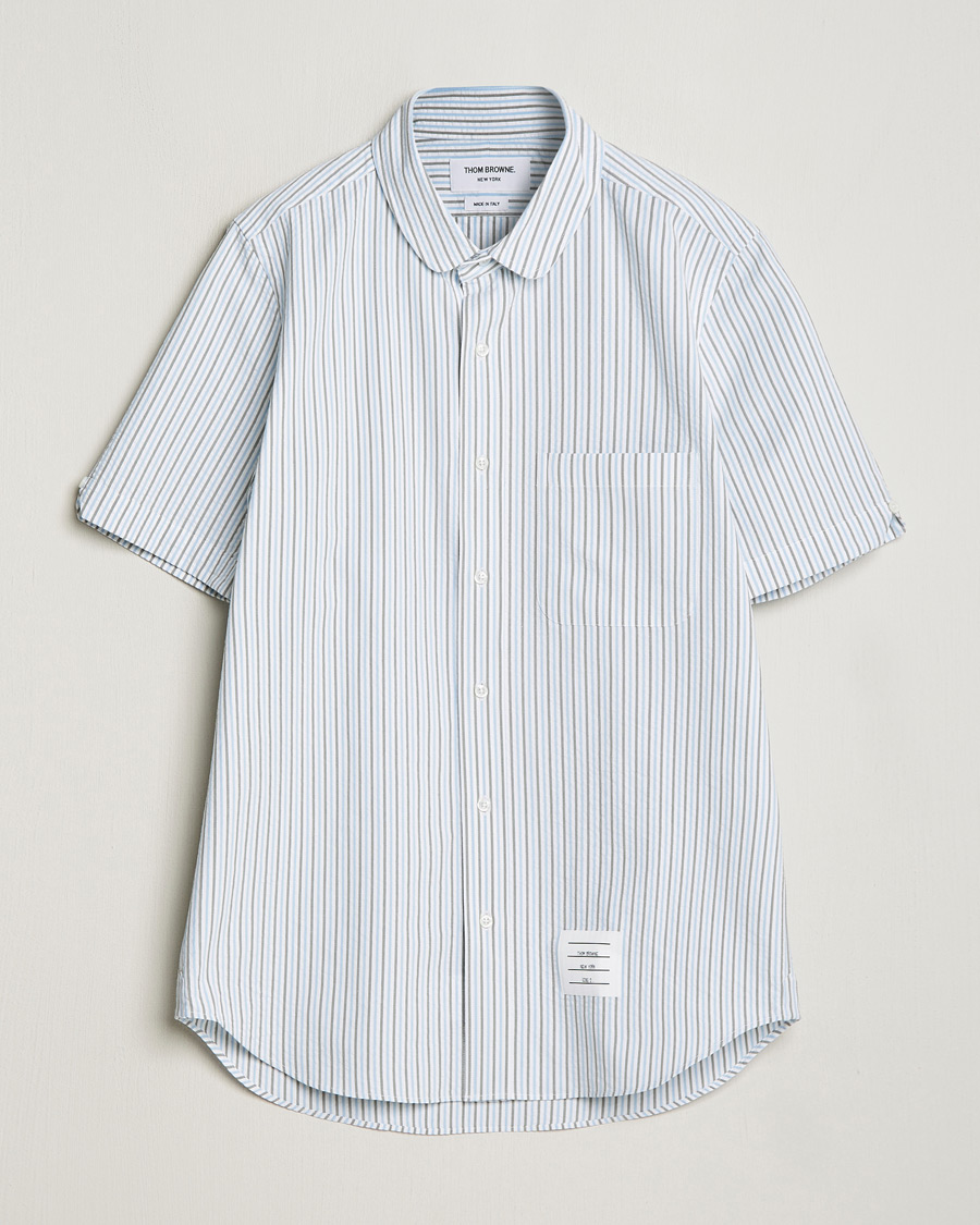 Uomini | Camicie | Thom Browne | Short Sleeve Seersucker Shirt Light Blue