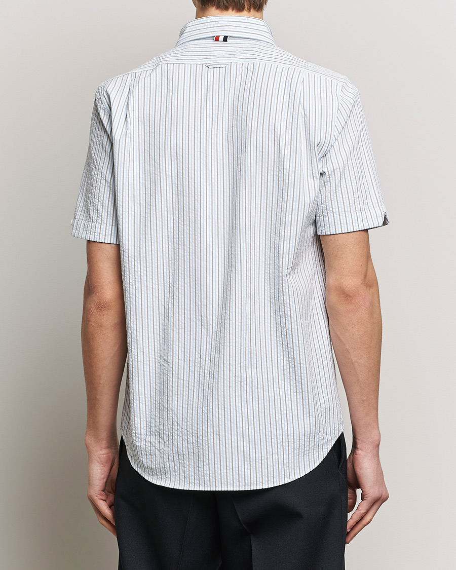 Uomini | Camicie | Thom Browne | Short Sleeve Seersucker Shirt Light Blue