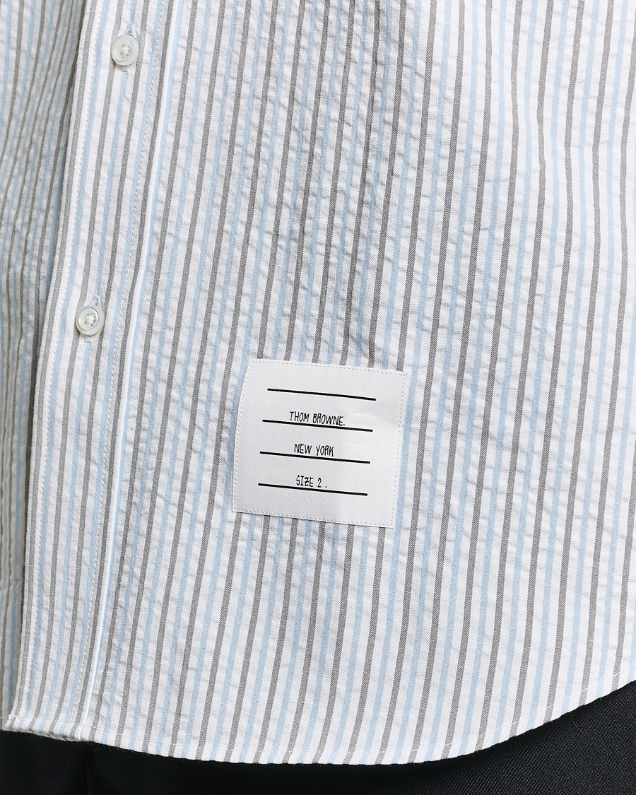 Uomini | Camicie | Thom Browne | Short Sleeve Seersucker Shirt Light Blue