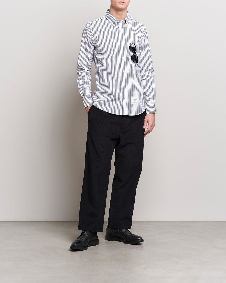 Uomini | Camicie | Thom Browne | Button Down Poplin Shirt Navy Stripes