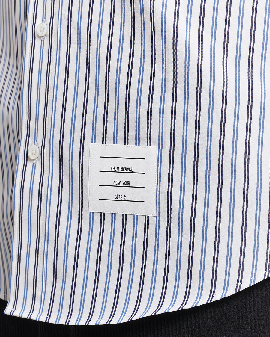 Uomini | Camicie | Thom Browne | Button Down Poplin Shirt Navy Stripes