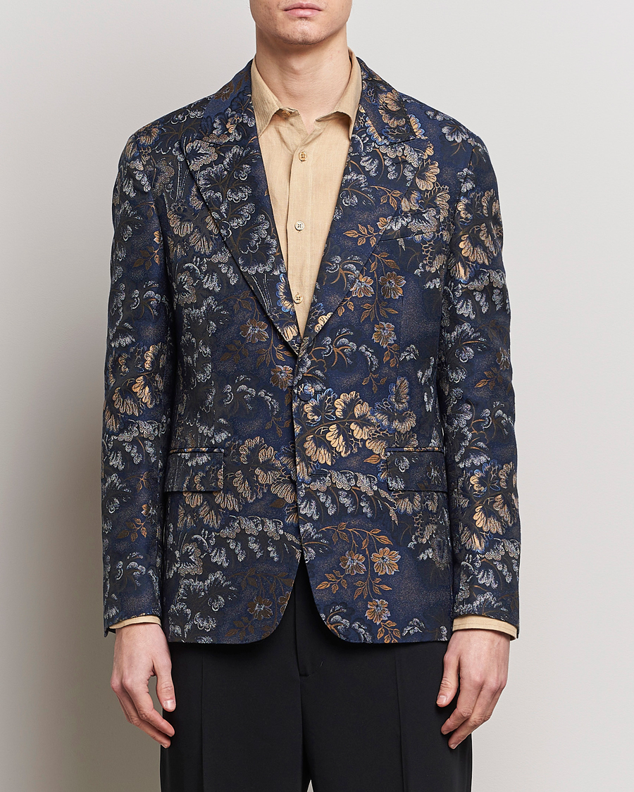 Uomini | Blazers | Etro | Floral Jacquard Evening Jacket Navy