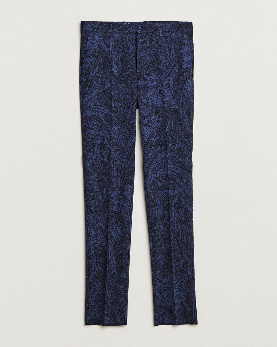 Uomini | Pantaloni | Etro | Tonal Paisley Trousers Navy