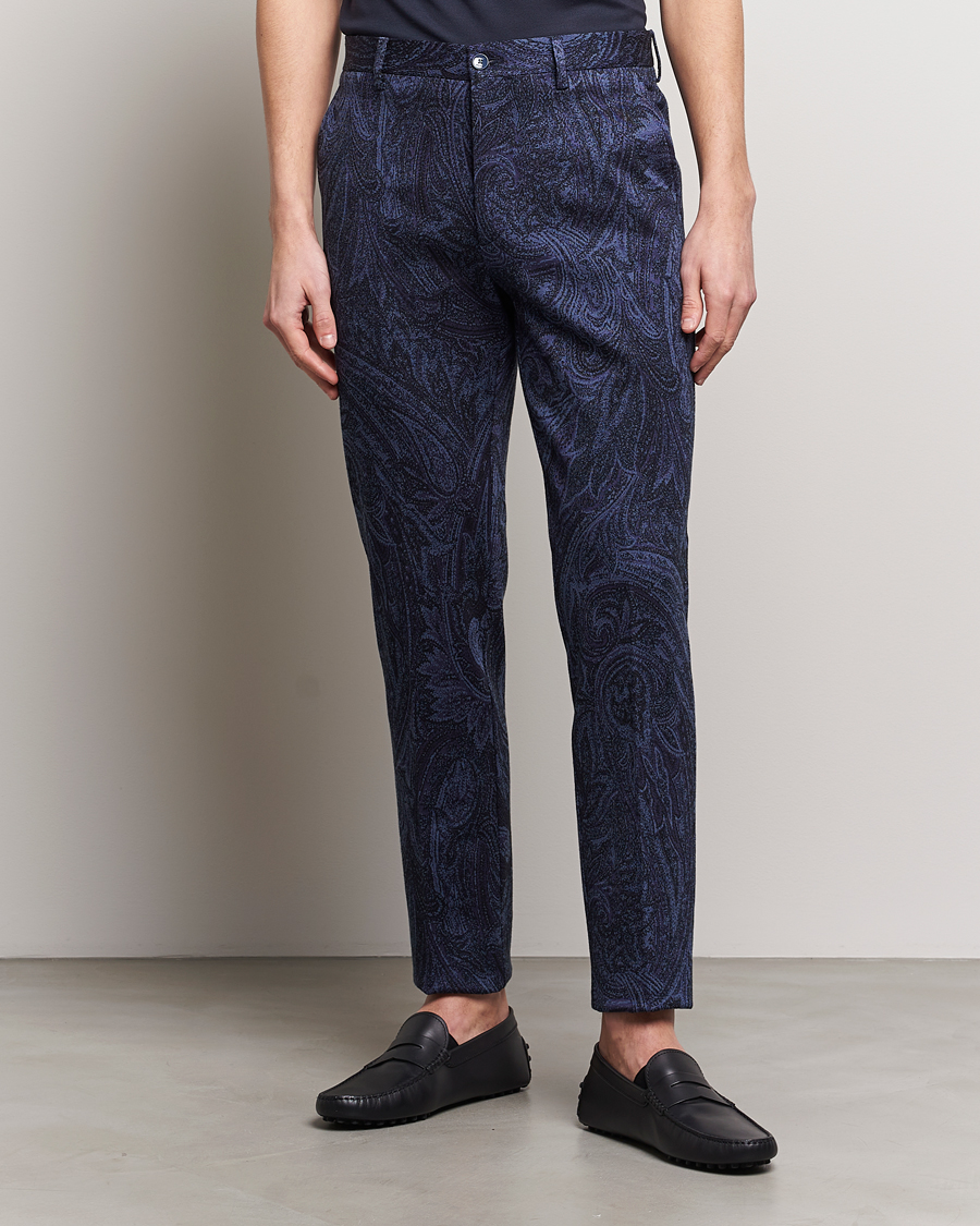 Uomini | Pantaloni | Etro | Tonal Paisley Trousers Navy