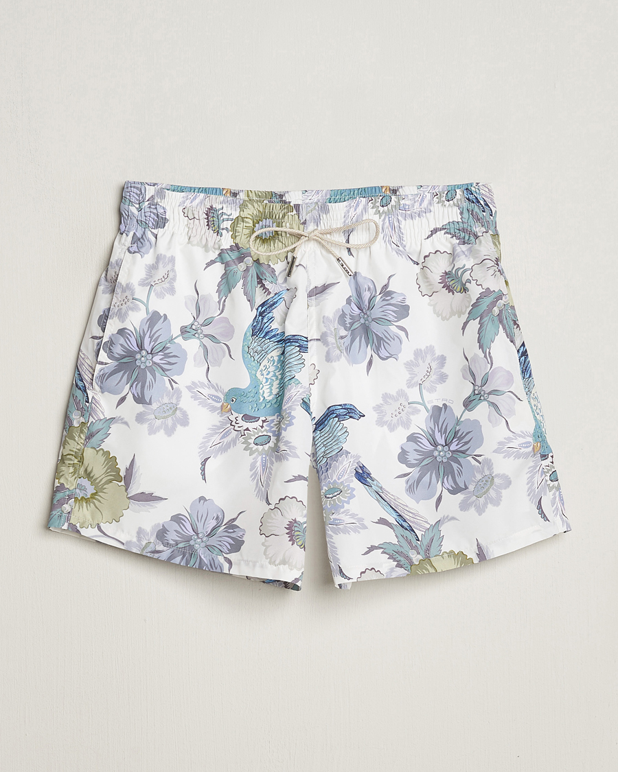 Uomini | Costumi da bagno | Etro | Floral Printed Swim Shorts Light Grey