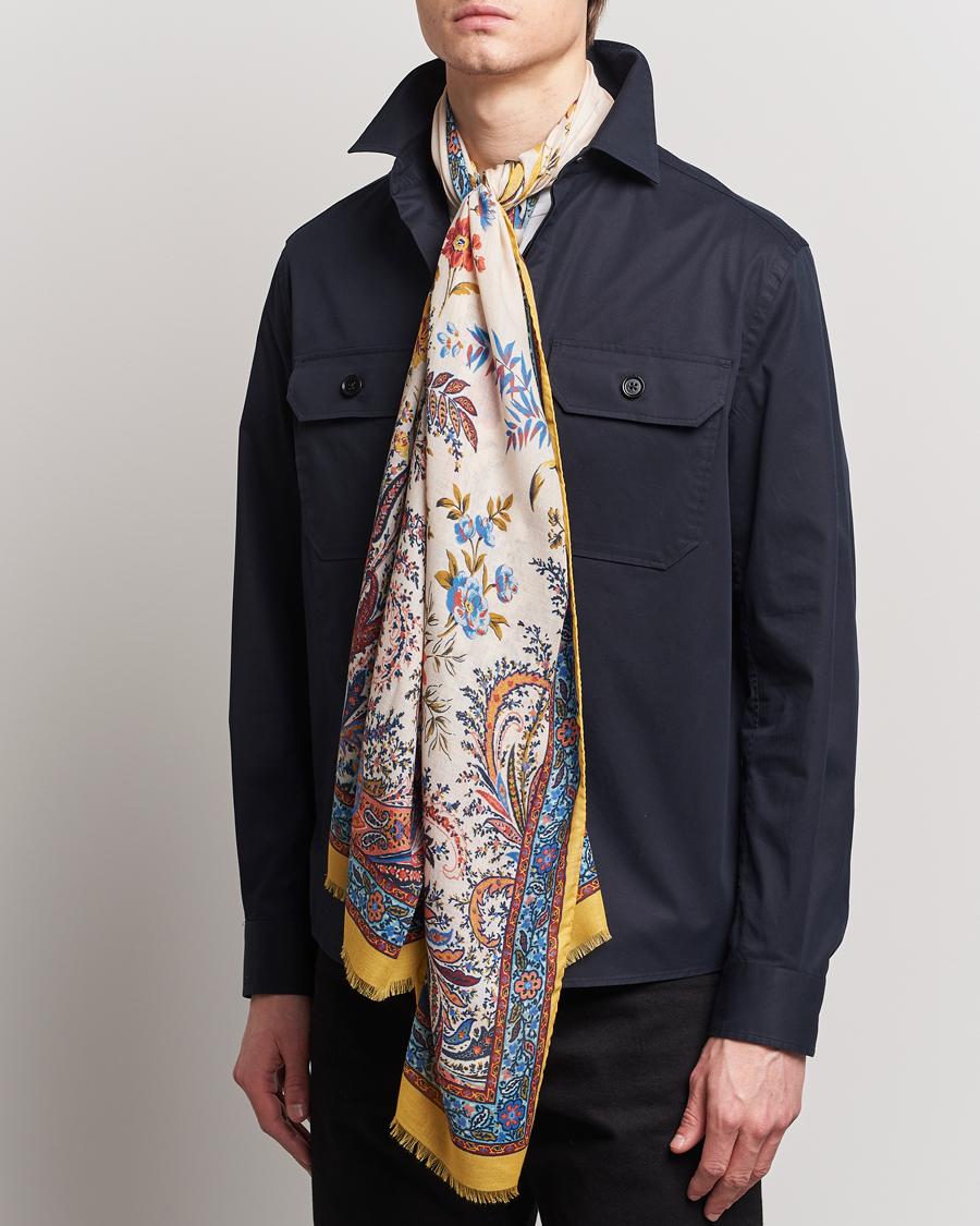Uomini | Etro Modal/Cashmere Printed Scarf Yellow | Etro | Modal/Cashmere Printed Scarf Yellow