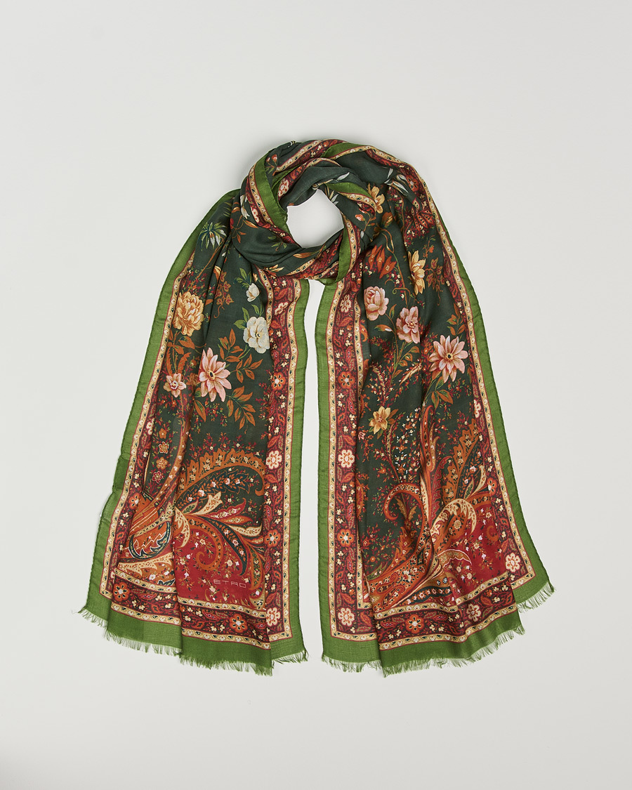 Uomini | Etro Modal/Cashmere Printed Scarf Green/Burgundy | Etro | Modal/Cashmere Printed Scarf Green/Burgundy