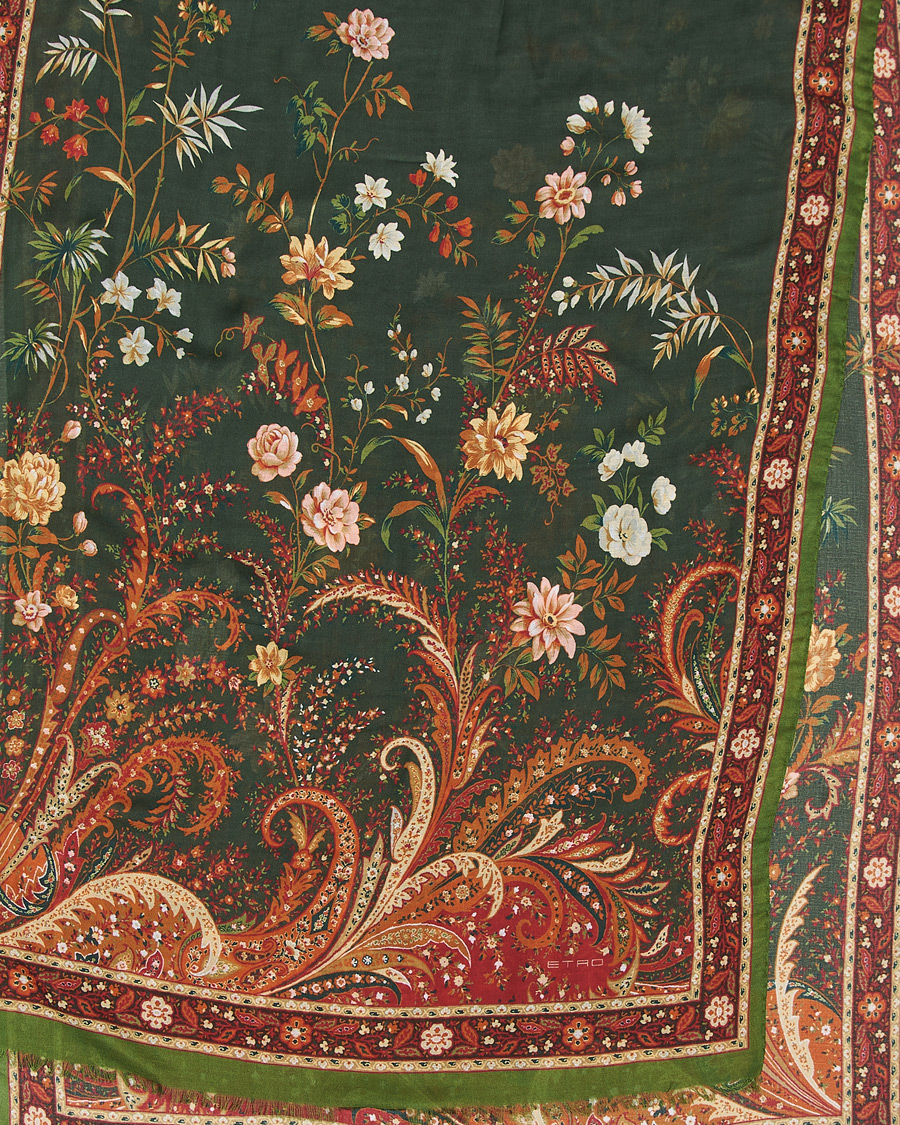 Uomini | Etro Modal/Cashmere Printed Scarf Green/Burgundy | Etro | Modal/Cashmere Printed Scarf Green/Burgundy