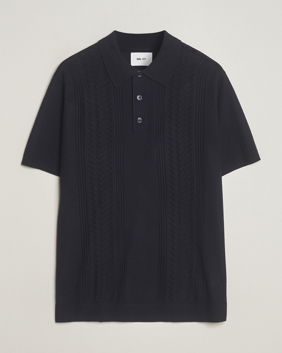 Uomini | Polo | NN07 | Thor Knitted Polo Navy Blue
