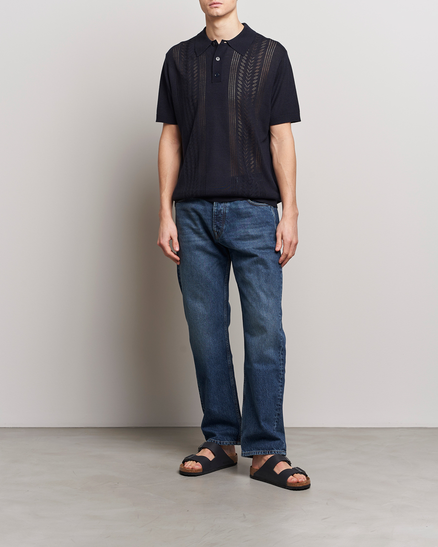 Uomini | Polo | NN07 | Thor Knitted Polo Navy Blue