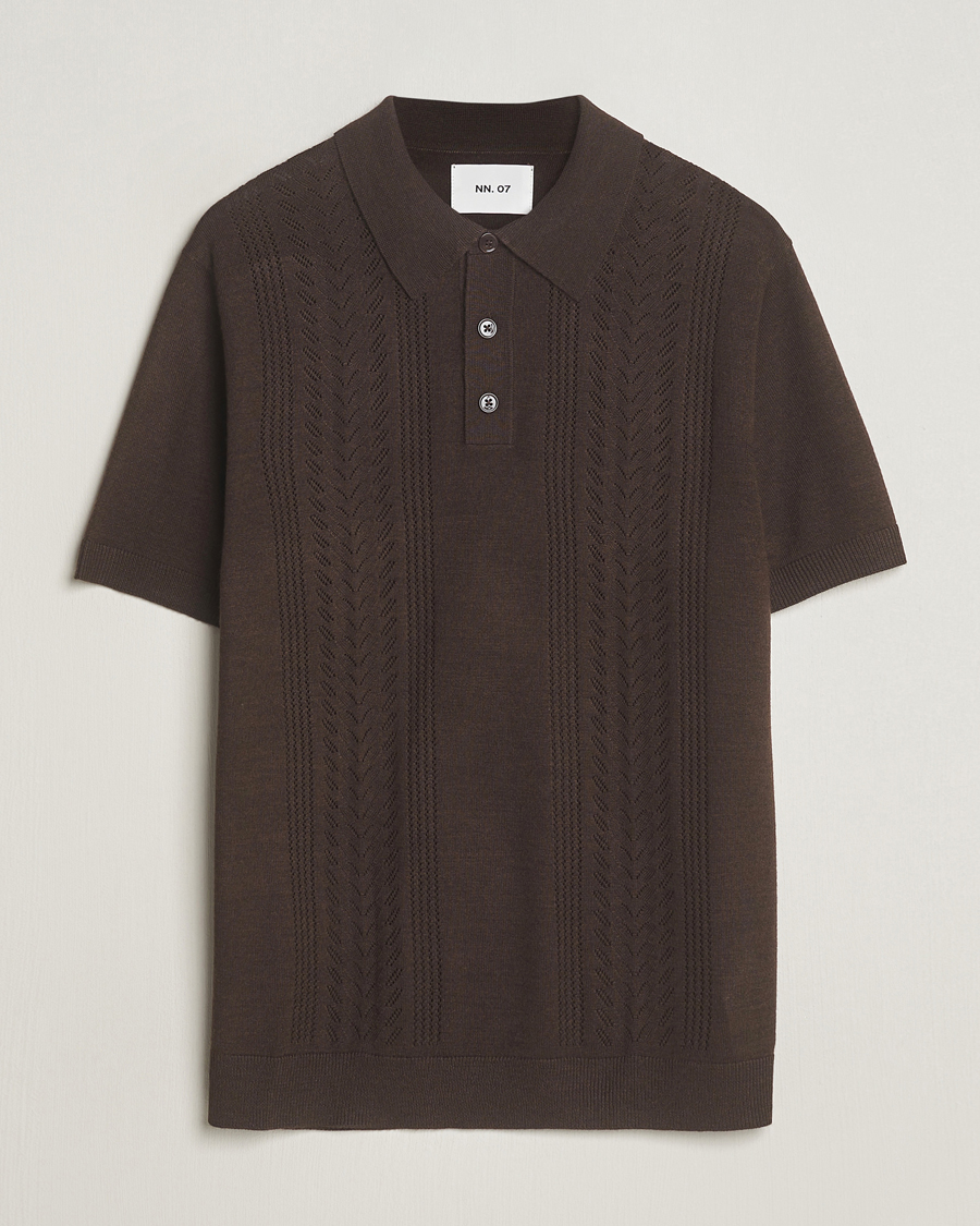 Uomini | Polo | NN07 | Thor Knitted Polo Slate Brown