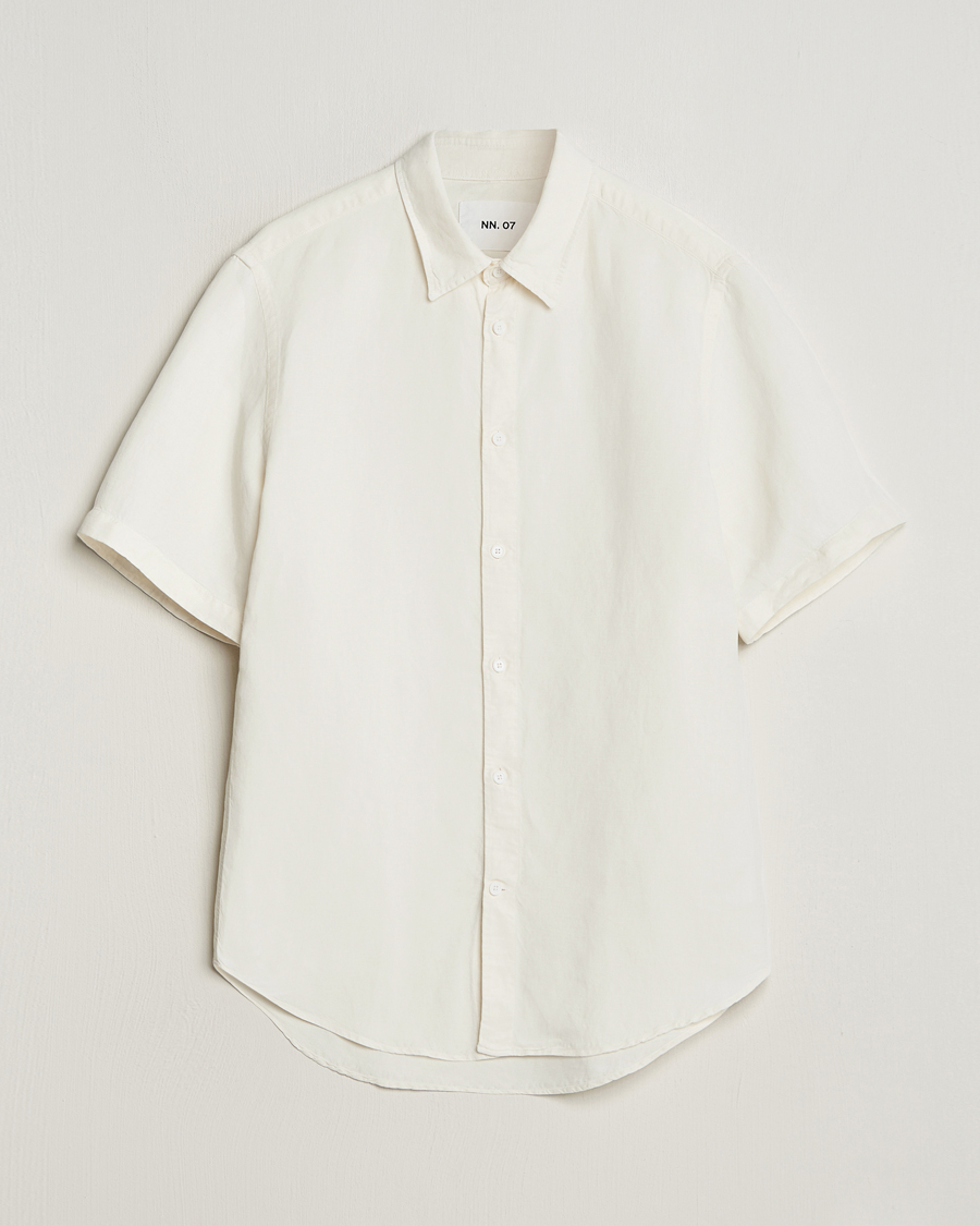 Uomini | Camicie | NN07 | Arne Tencel/Linen Short Sleeve Shirt White