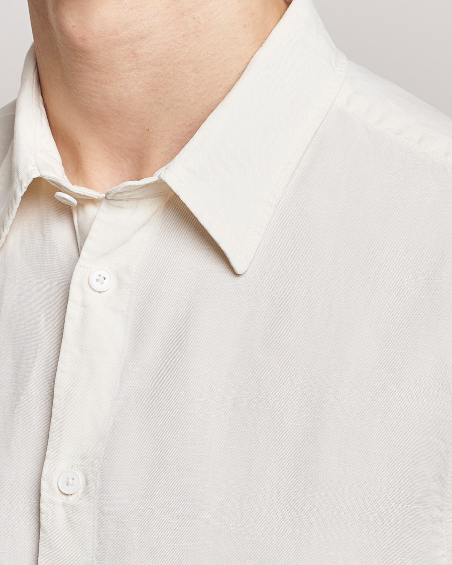 Uomini | Camicie | NN07 | Arne Tencel/Linen Short Sleeve Shirt White