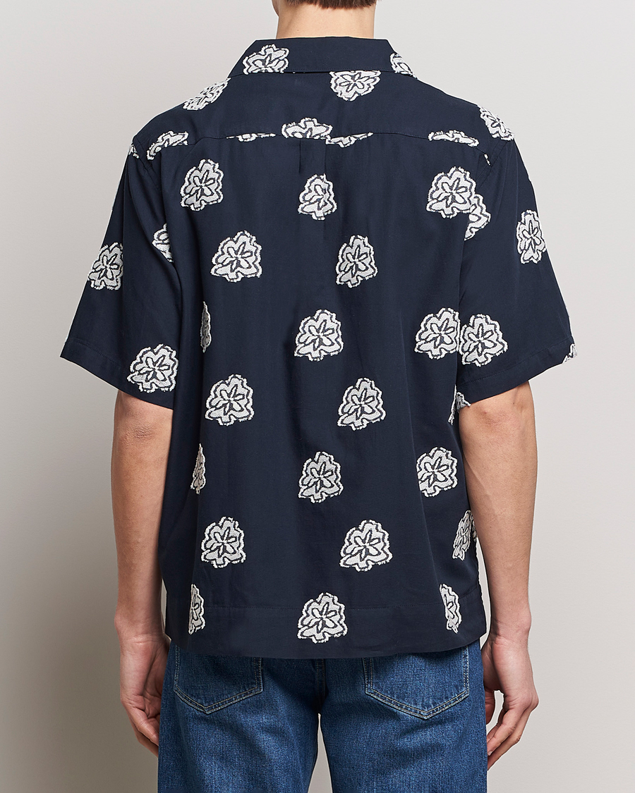 Uomini | Camicie | NN07 | Leo Printed Short Sleeve Shirt Navy Blue