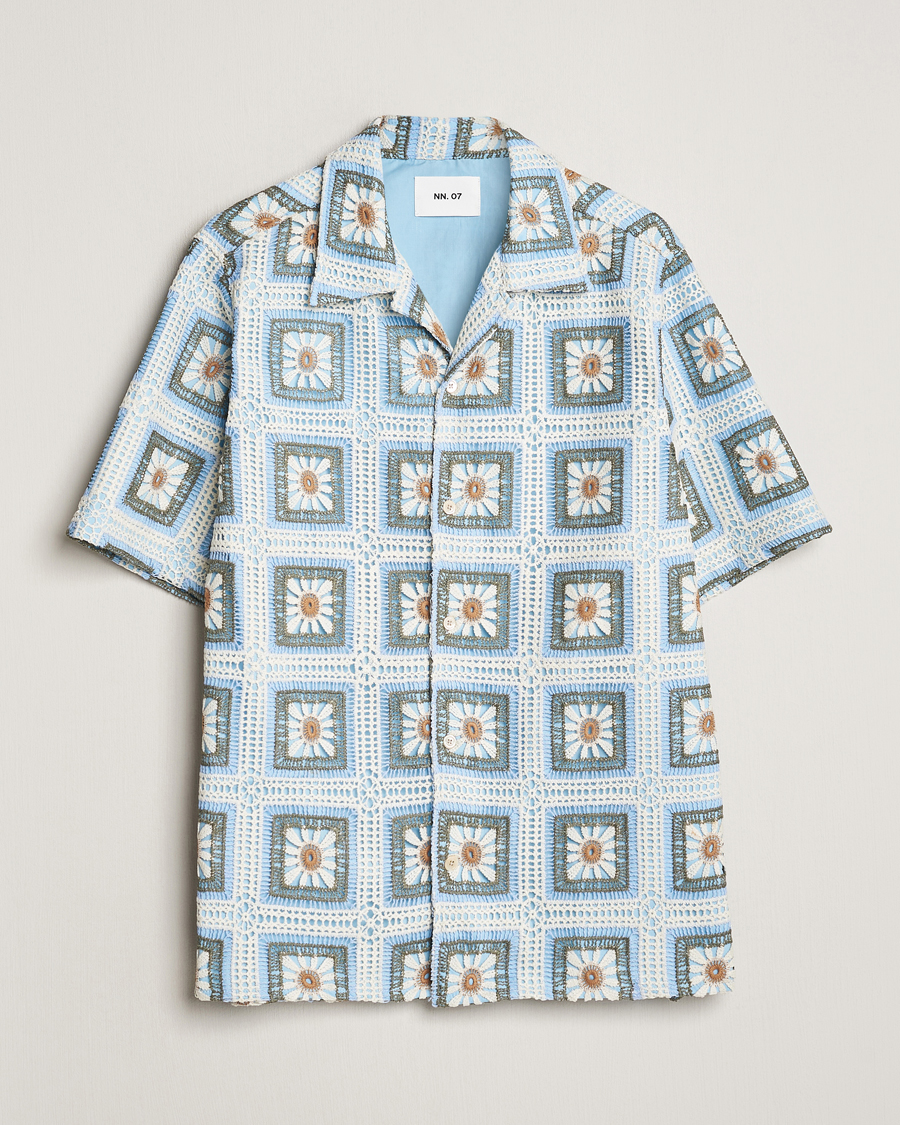 Uomini | Camicie | NN07 | Julio Knitted Croche Flower Short Sleeve Shirt Multi