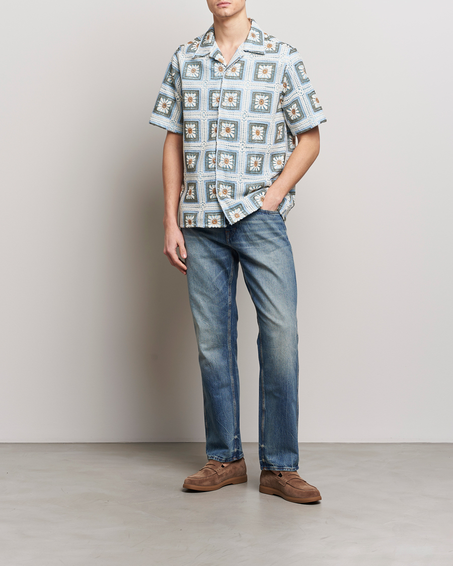 Uomini | Camicie | NN07 | Julio Knitted Croche Flower Short Sleeve Shirt Multi