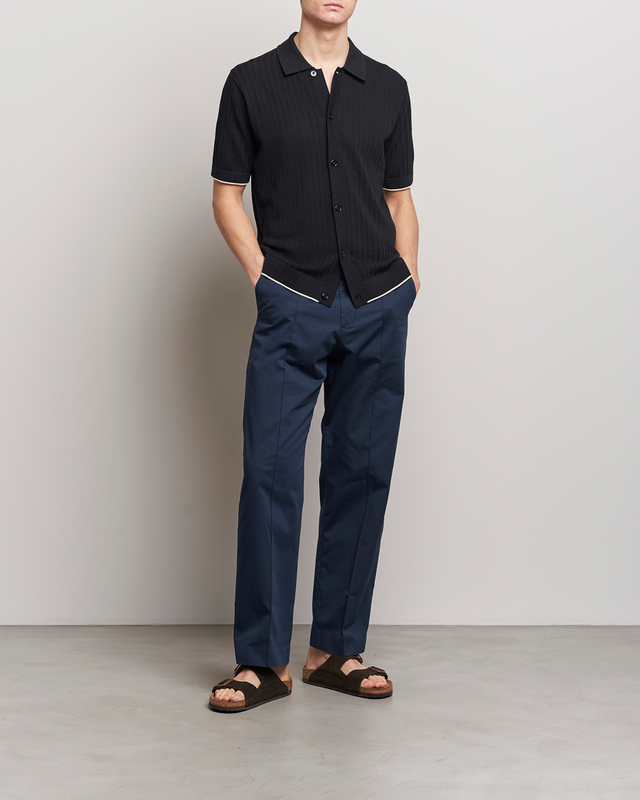 Uomini | Camicie | NN07 | Nalo Structured Knitted Short Sleeve Shirt Navy Blue
