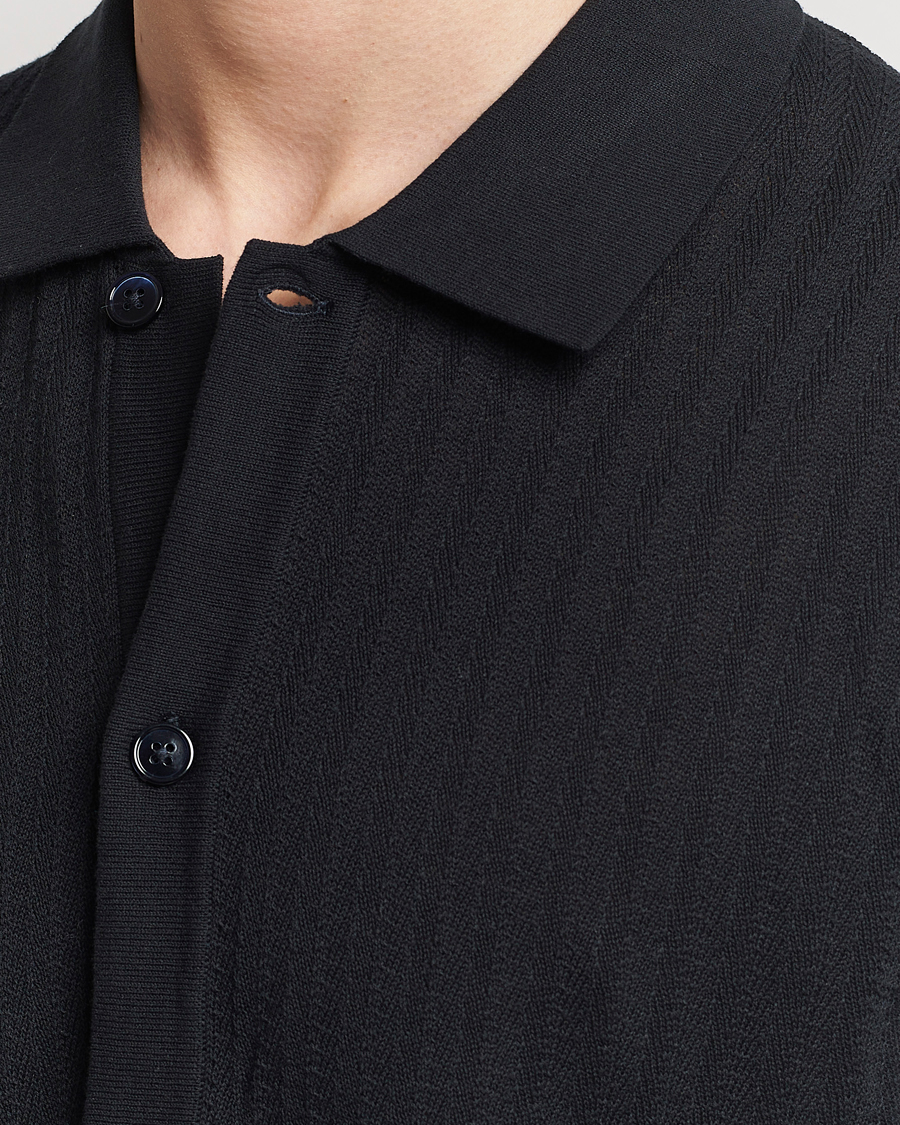 Uomini | Camicie | NN07 | Nalo Structured Knitted Short Sleeve Shirt Navy Blue