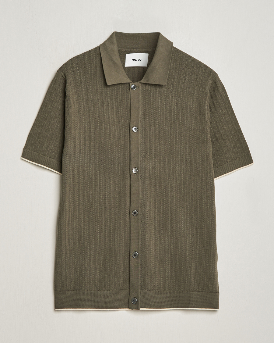 Uomini | Camicie | NN07 | Nalo Structured Knitted Short Sleeve Shirt Green