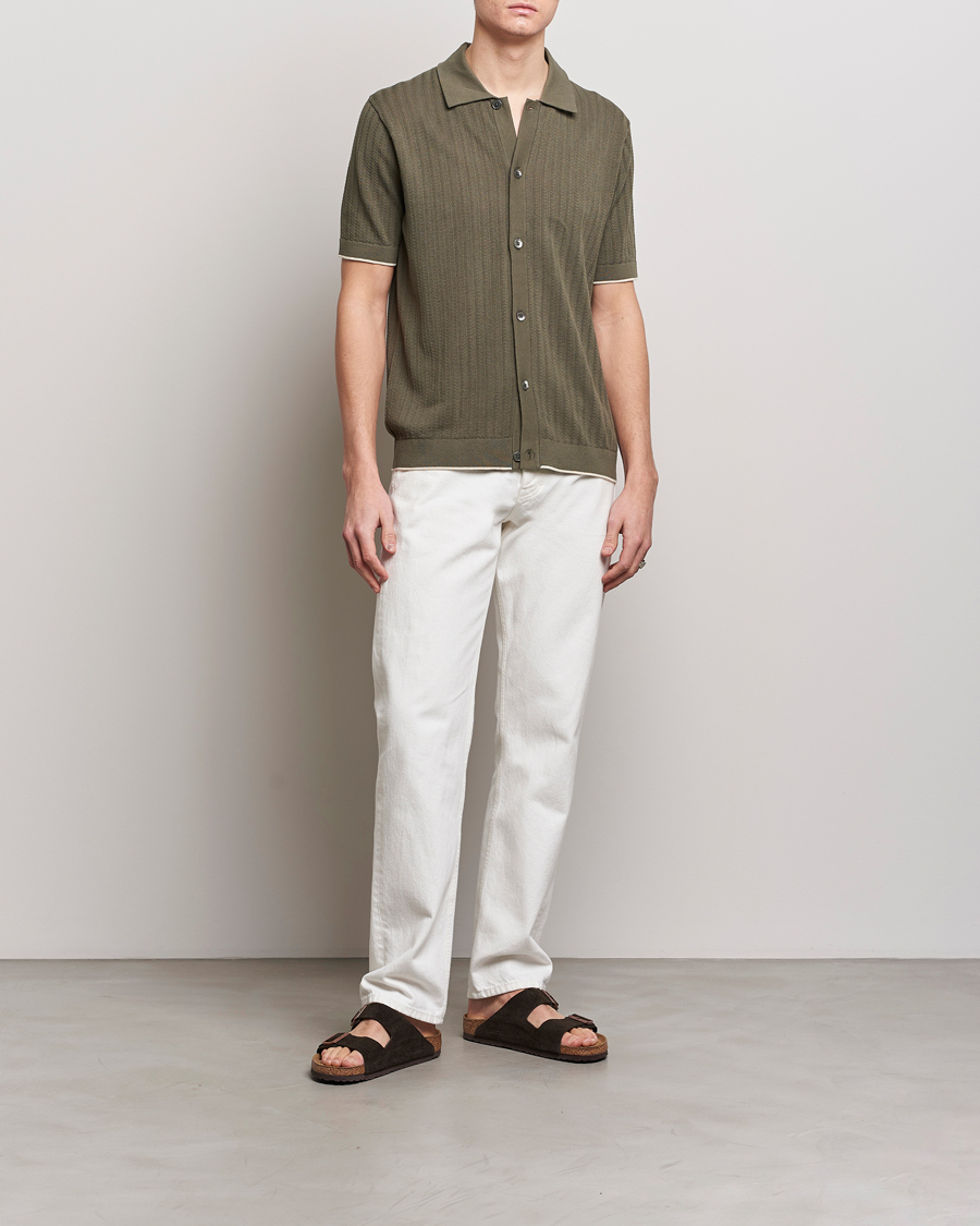 Uomini | Camicie | NN07 | Nalo Structured Knitted Short Sleeve Shirt Green