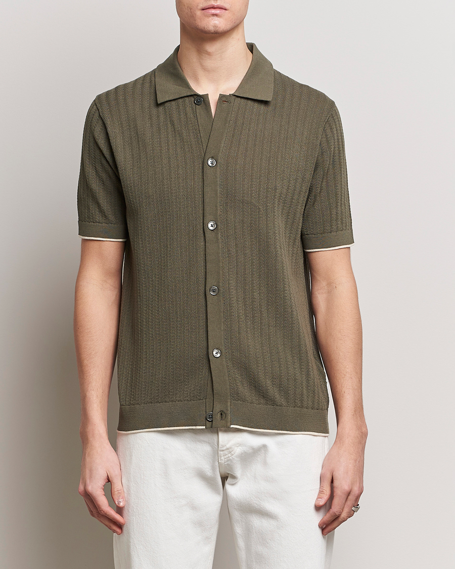 Uomini | Camicie | NN07 | Nalo Structured Knitted Short Sleeve Shirt Green