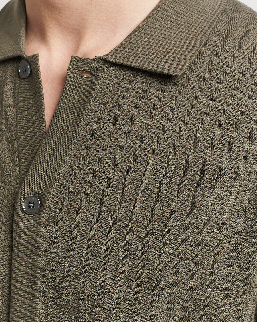 Uomini | Camicie | NN07 | Nalo Structured Knitted Short Sleeve Shirt Green