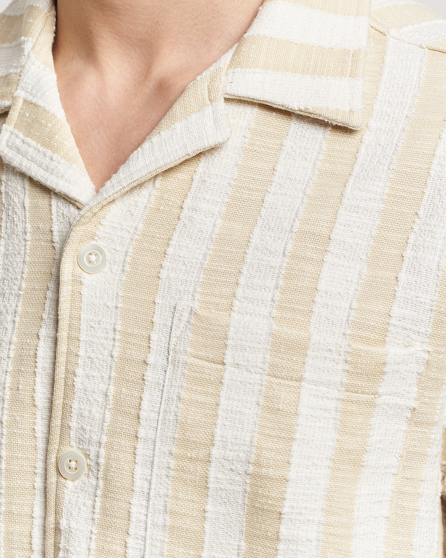 Uomini | Camicie | NN07 | Julio Striped Short Sleeve Shirt Khaki/White