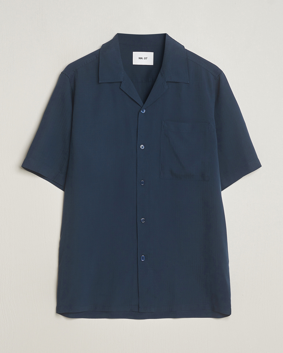 Uomini | Camicie | NN07 | Julio Ripstop Short Sleeve Shirt Navy Blue