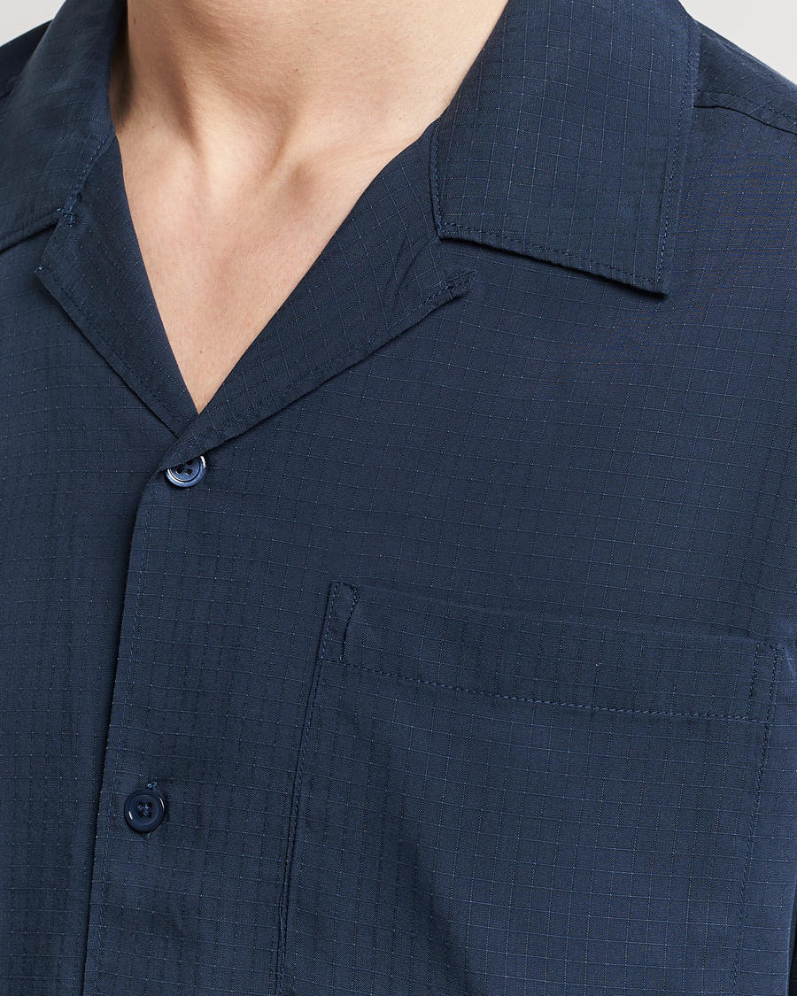 Uomini | Camicie | NN07 | Julio Ripstop Short Sleeve Shirt Navy Blue