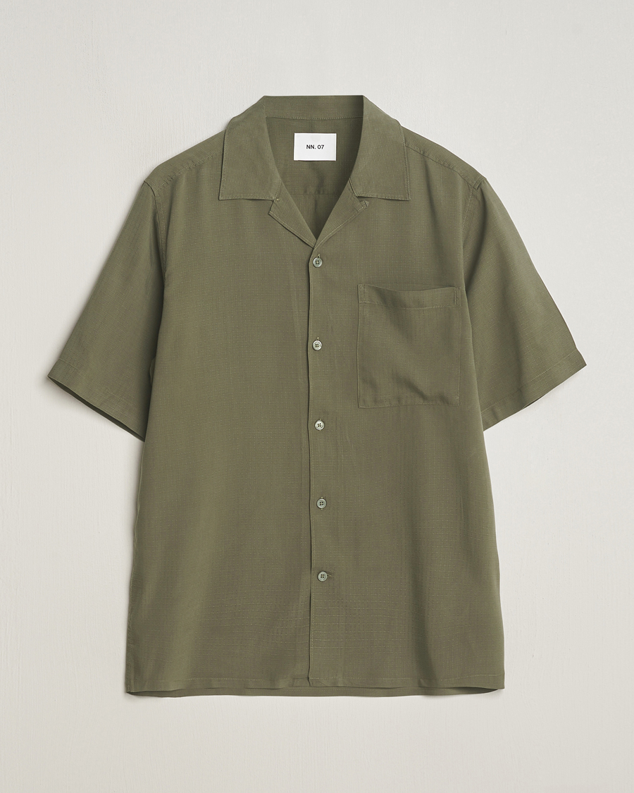 Uomini | Camicie | NN07 | Julio Ripstop Short Sleeve Shirt Capers Green