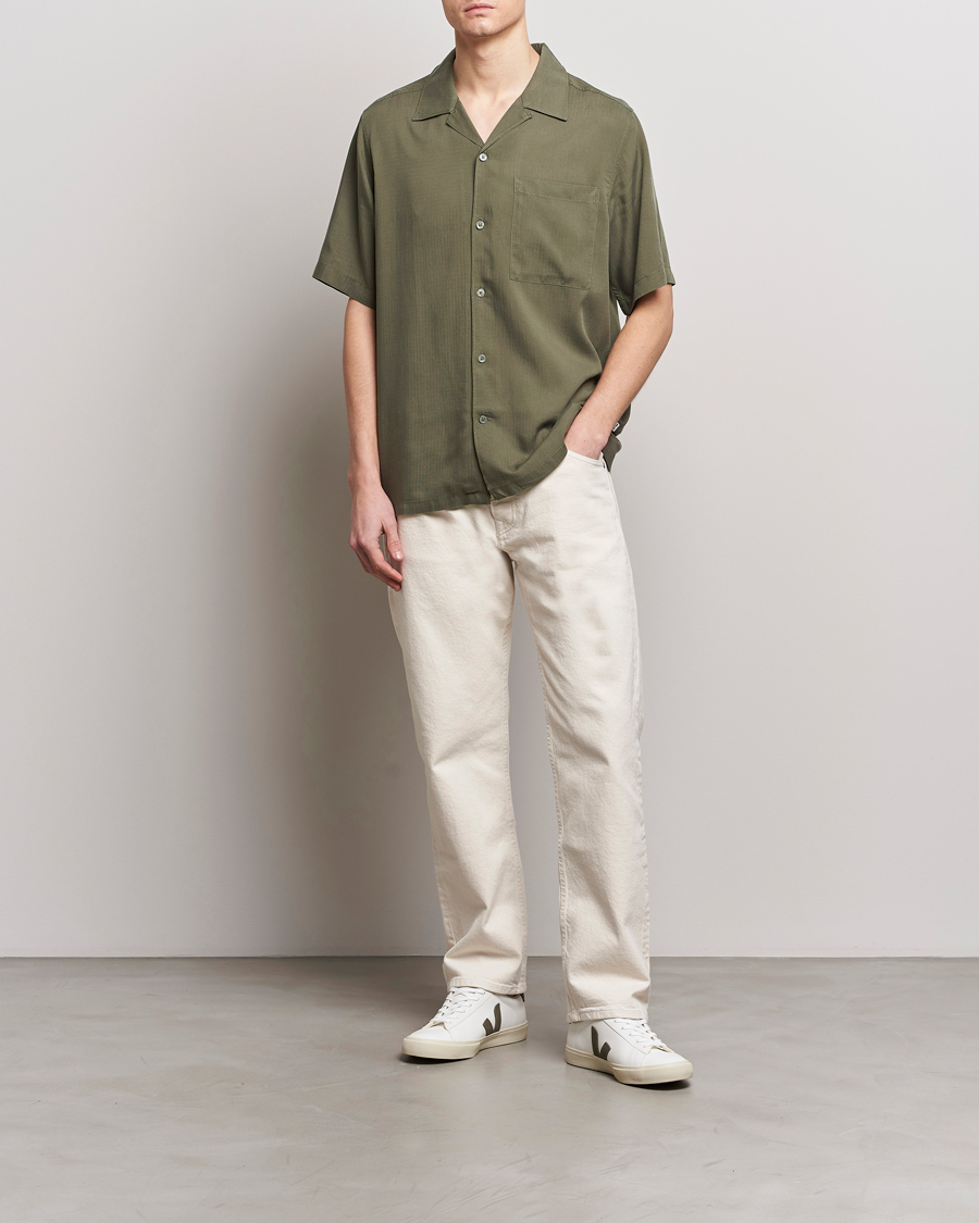 Uomini | Camicie | NN07 | Julio Ripstop Short Sleeve Shirt Capers Green