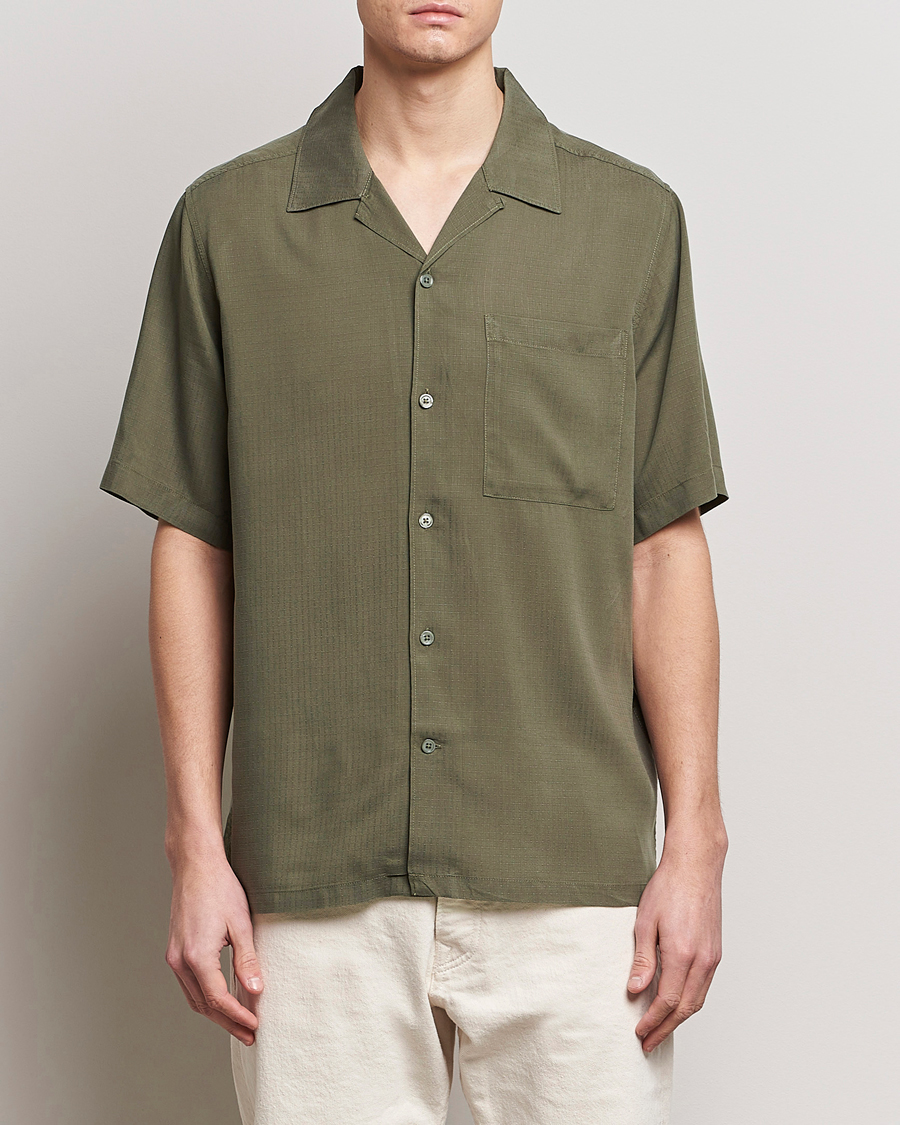 Uomini | Camicie | NN07 | Julio Ripstop Short Sleeve Shirt Capers Green