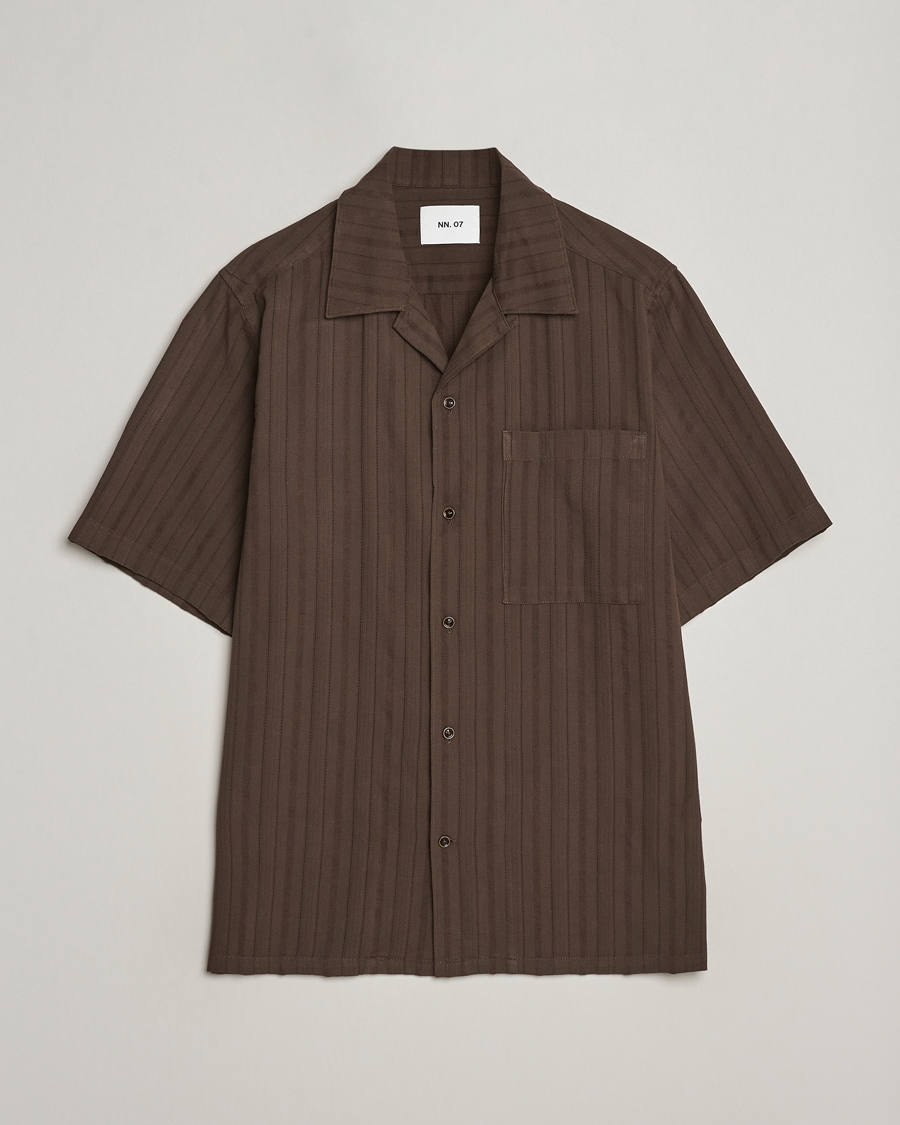 Uomini | Camicie | NN07 | Julio Structured Short Sleeve Shirt Demitasse Brown