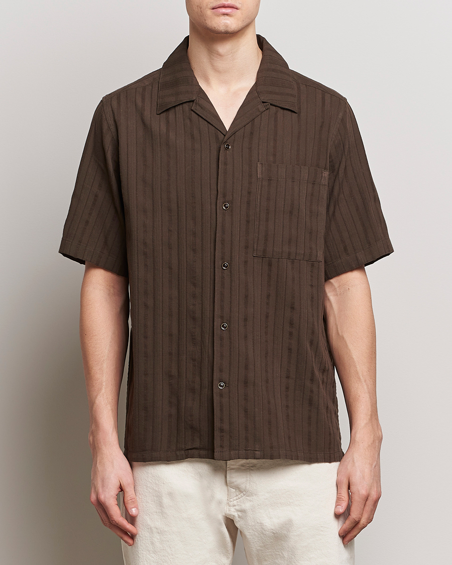 Uomini | Camicie | NN07 | Julio Structured Short Sleeve Shirt Demitasse Brown