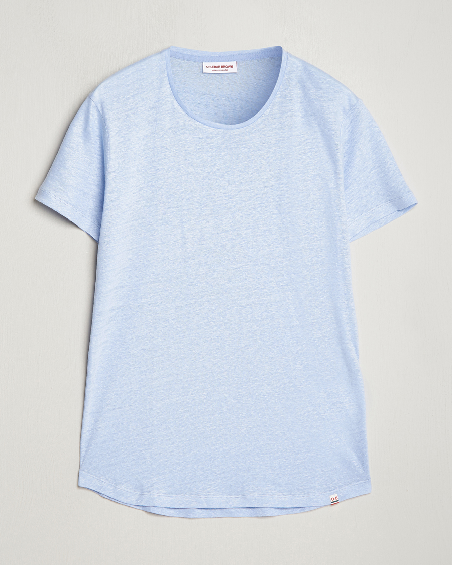 Uomini | T-shirt | Orlebar Brown | OB Linen Crew Neck Tee Soft Blue
