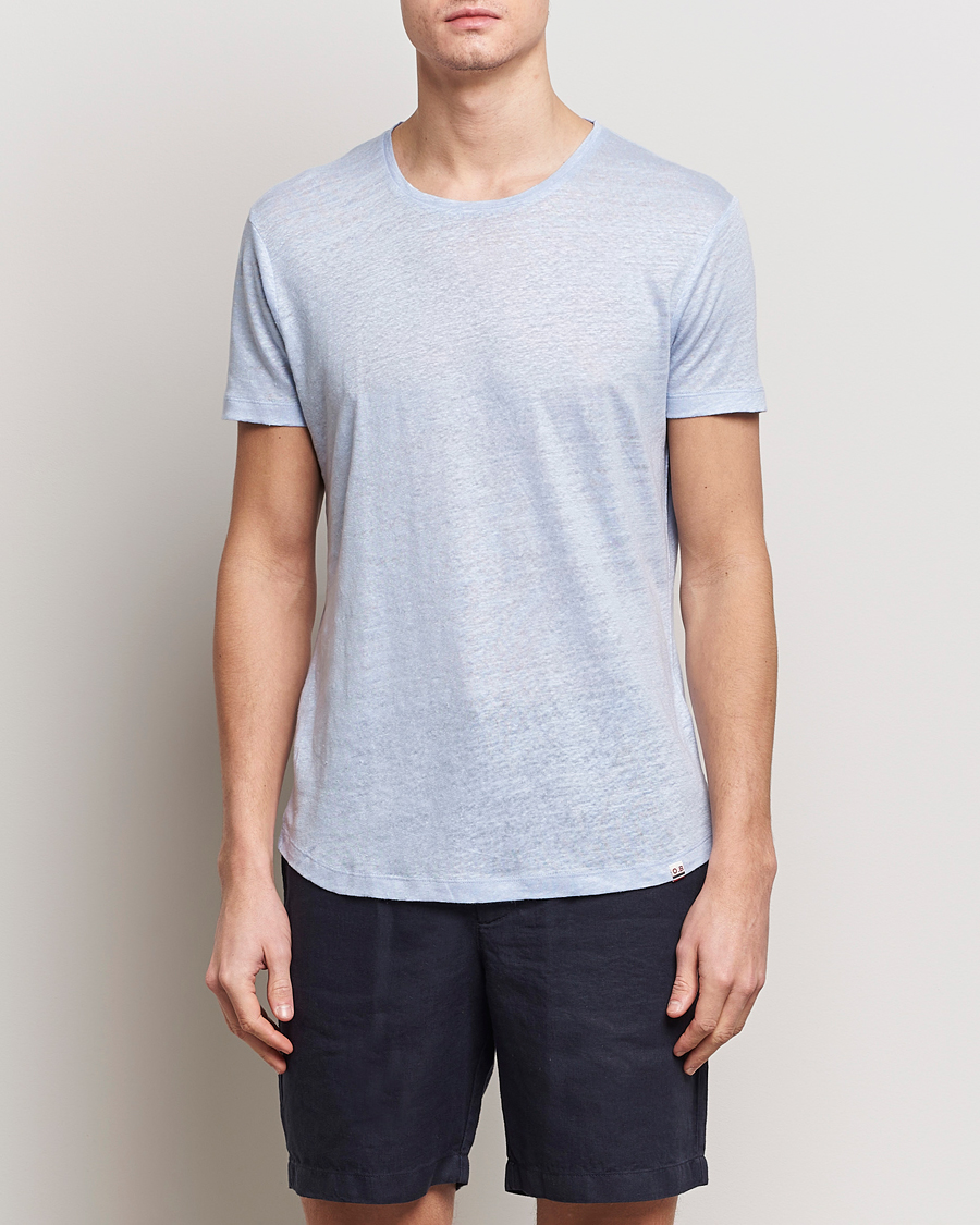 Uomini | T-shirt | Orlebar Brown | OB Linen Crew Neck Tee Soft Blue