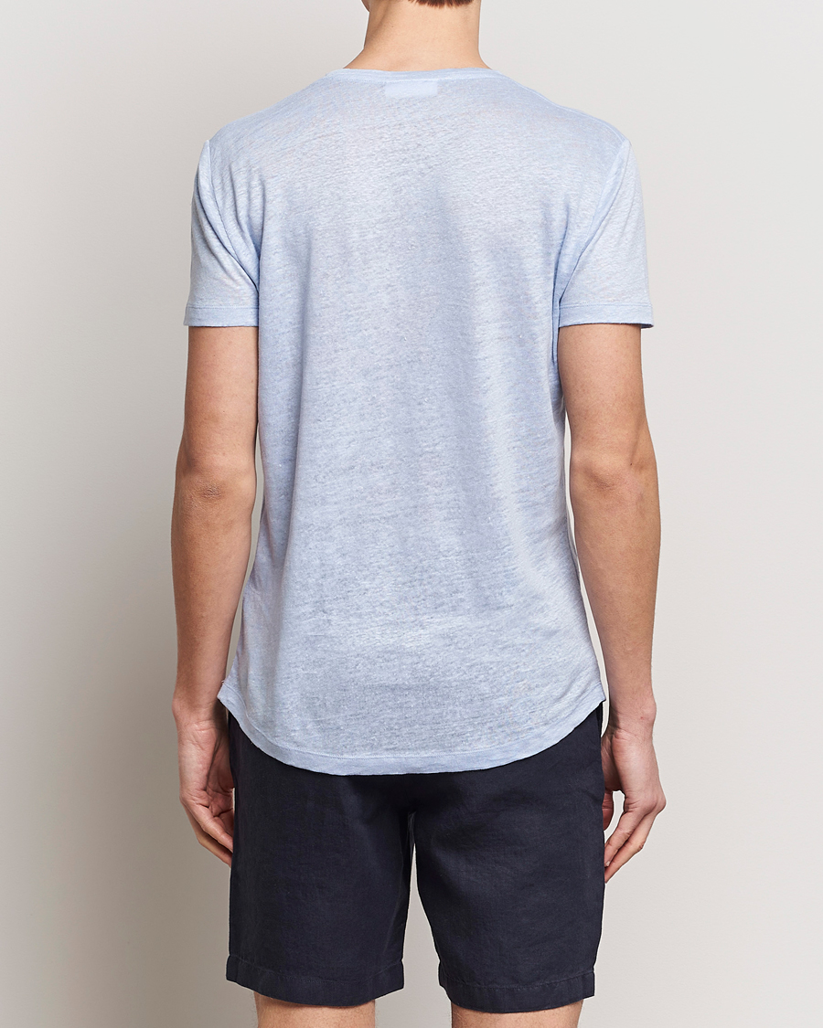 Uomini | T-shirt | Orlebar Brown | OB Linen Crew Neck Tee Soft Blue