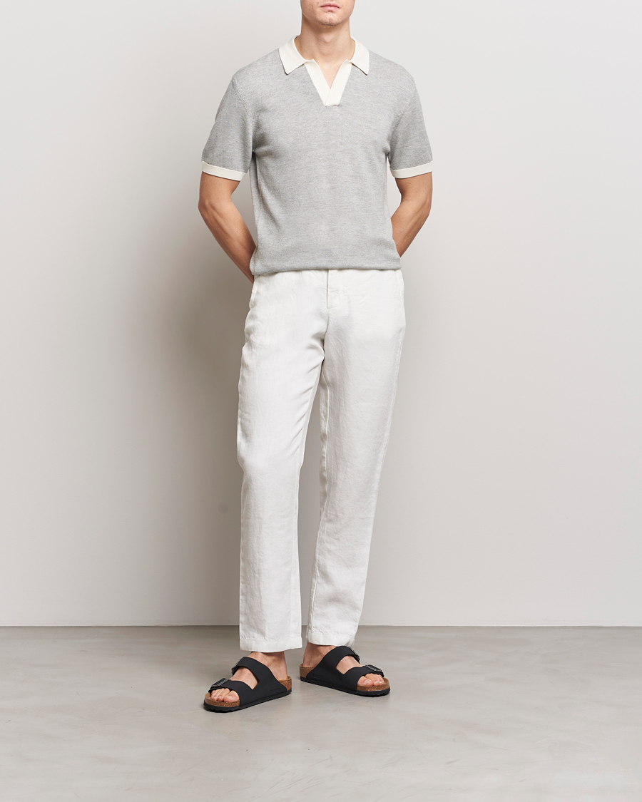 Uomini | Polo | Orlebar Brown | Horton Contrast Knitted Polo White/Grey