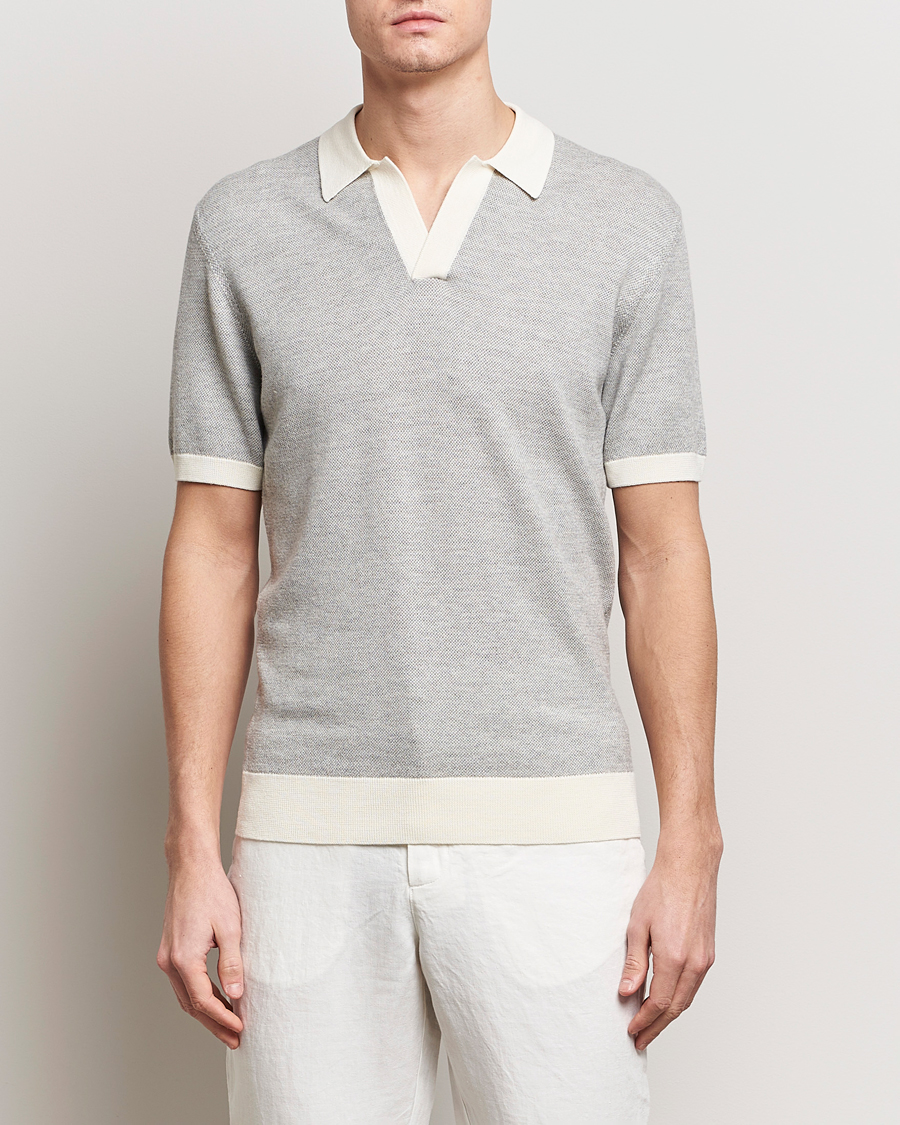 Uomini | Polo | Orlebar Brown | Horton Contrast Knitted Polo White/Grey