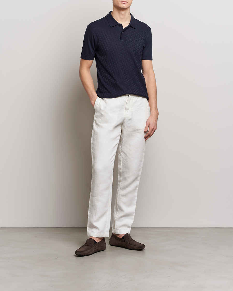 Uomini | Polo | Orlebar Brown | Jarrett Jaquard Knitted Ribb Polo Night Iris