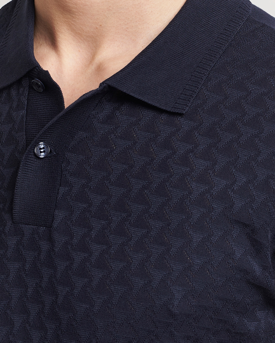Uomini | Polo | Orlebar Brown | Jarrett Jaquard Knitted Ribb Polo Night Iris