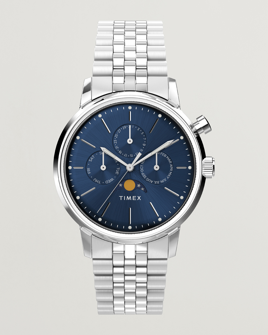 Uomini | Timex Marlin Moon Phase Quartz Steel 40mm Blue Dial | Timex | Marlin Moon Phase Quartz Steel 40mm Blue Dial