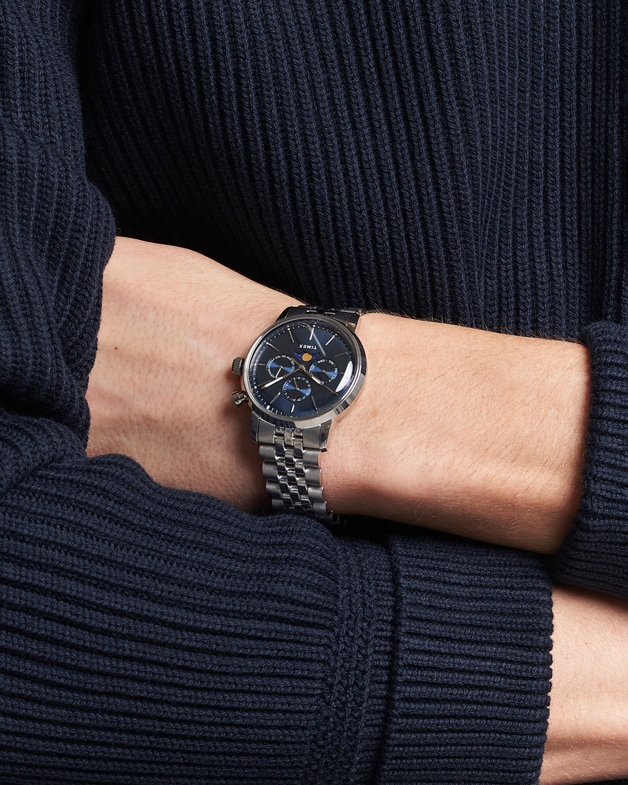 Uomini | Timex Marlin Moon Phase Quartz Steel 40mm Blue Dial | Timex | Marlin Moon Phase Quartz Steel 40mm Blue Dial