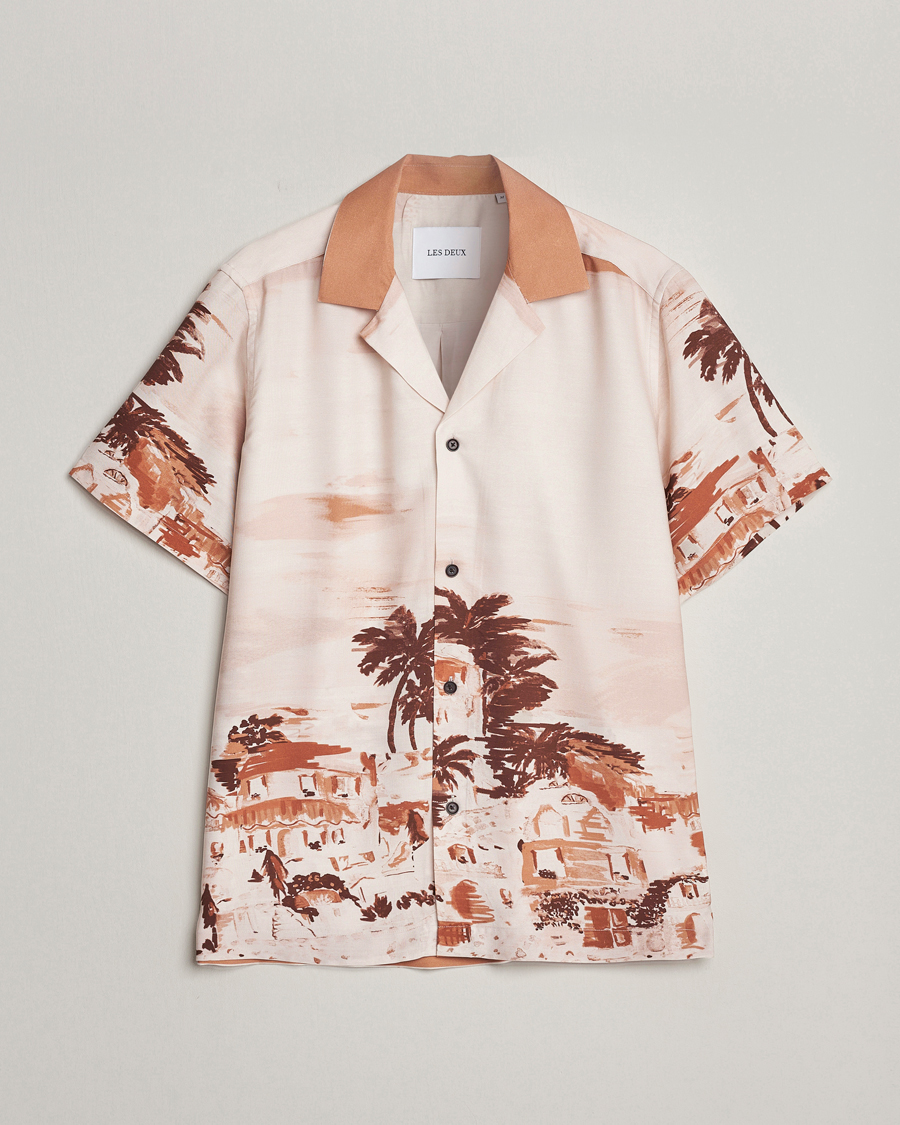 Uomini | Camicie | LES DEUX | Coastal Printed Short Sleeve Shirt Terracotta